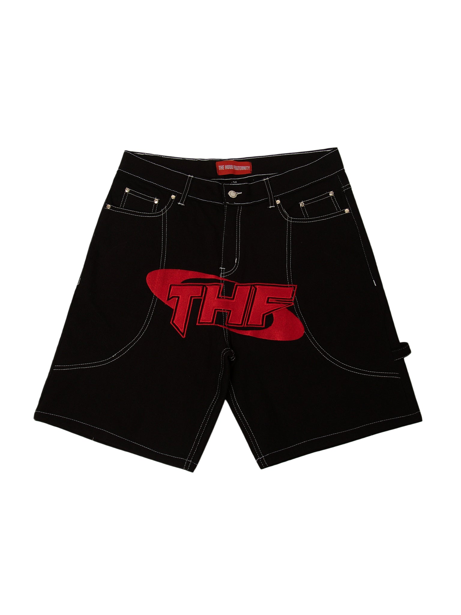 THF WIDE LOGO DENIM SHORTS