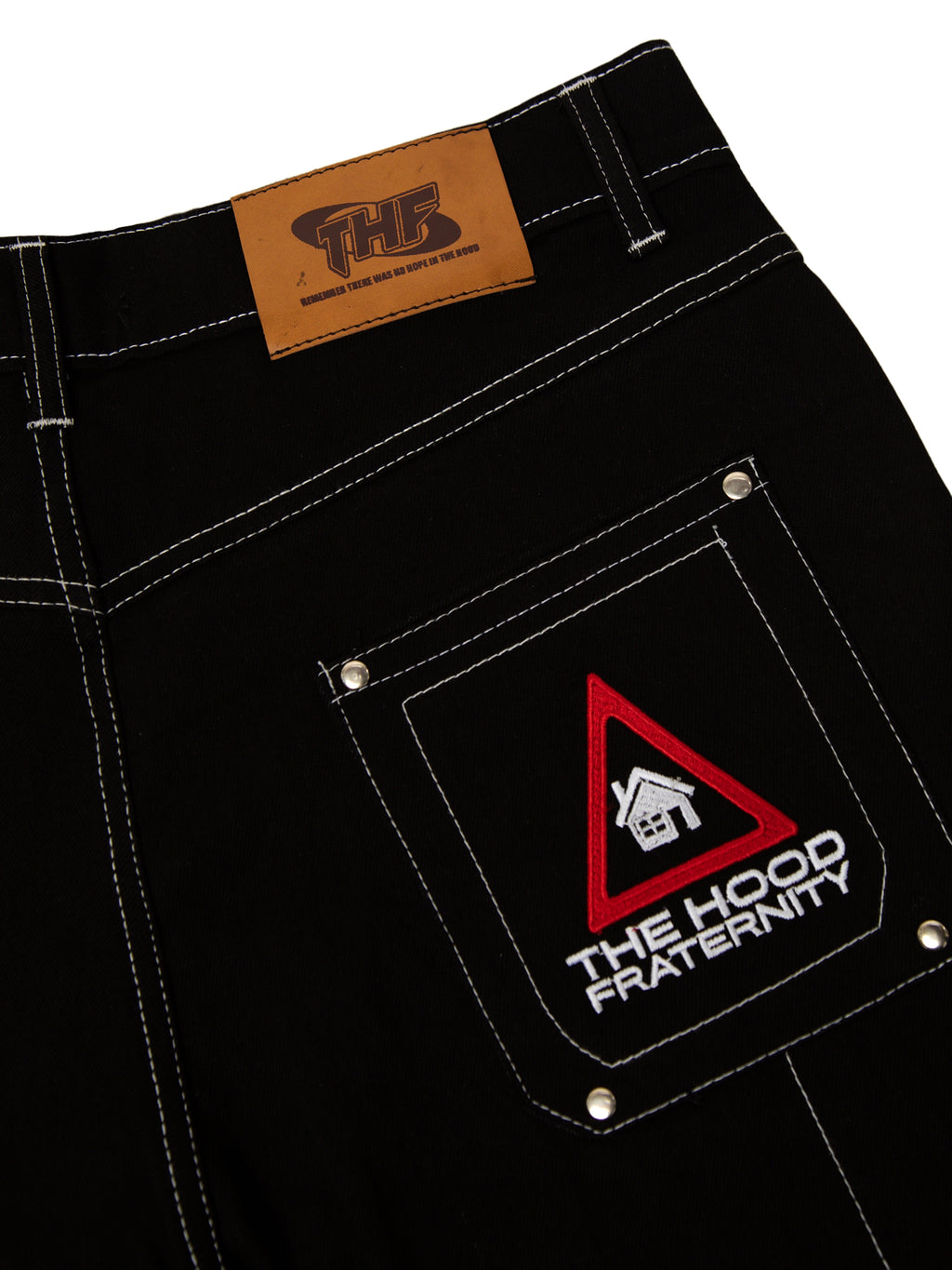 THF WIDE LOGO DENIM SHORTS